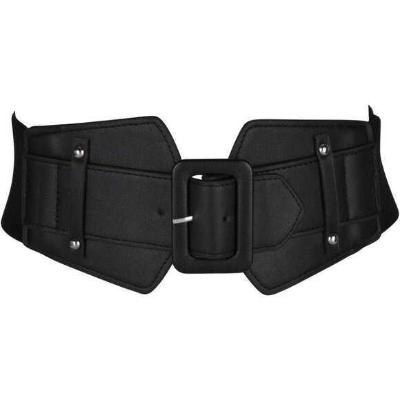 Women's Wide Leather Waist Belt Elastic Stretch Retro Buckle for Jeans Dresses - Picture 6 of 7